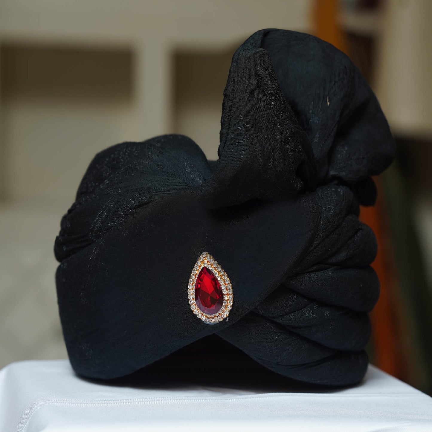 Black turban for groom