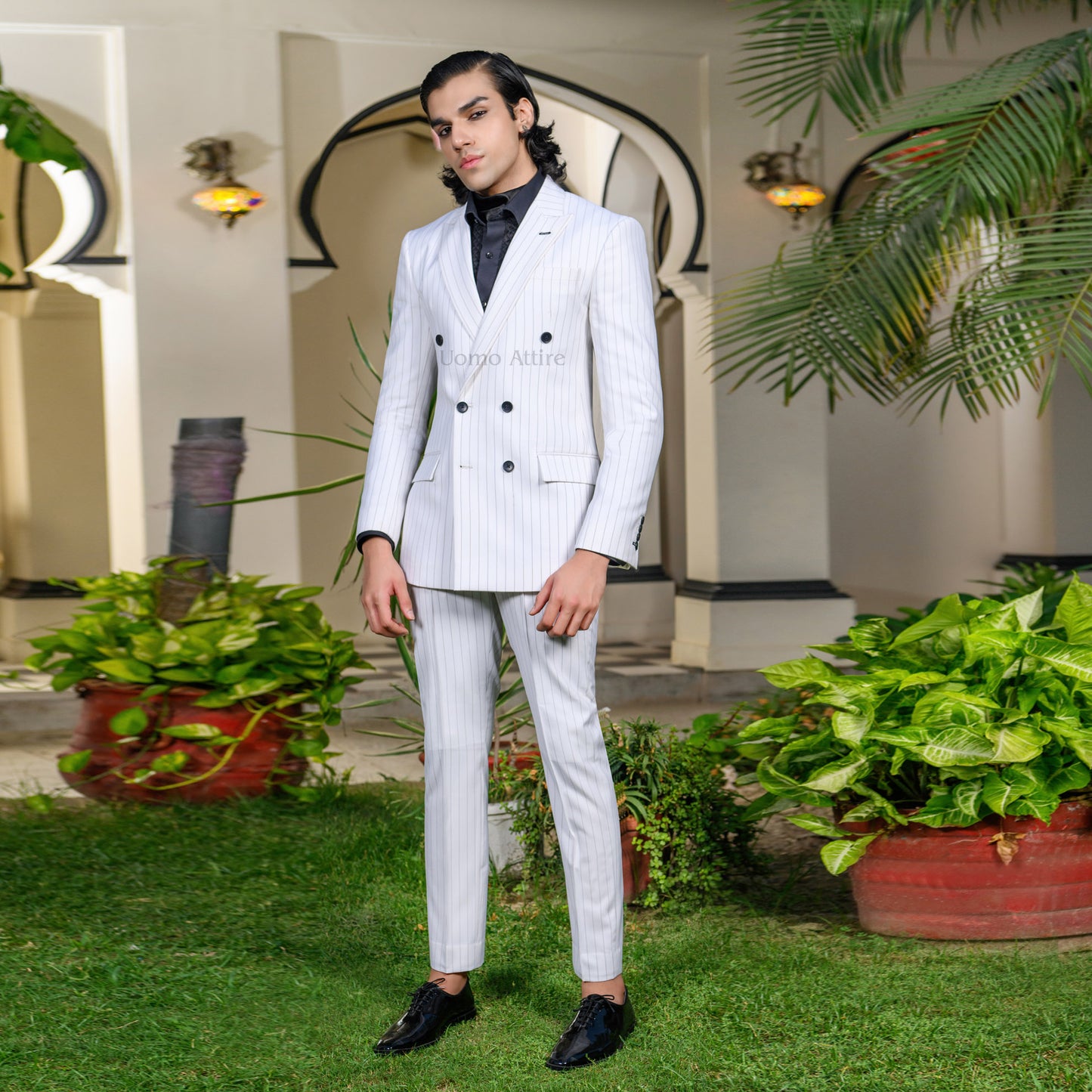 Elegant Pinstripe Double-Breasted Suit Timeless Sophistication and Modern Style