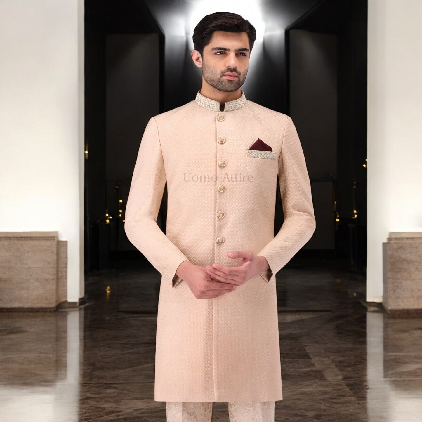 Exquisite Embroidered  Sherwani Ensemble for the Modern Groom