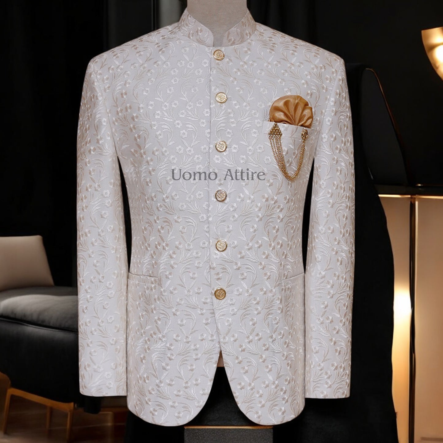 Luxurious Off-White Prince Coat with Embroidered Fabric – Perfect for Special Occasions
