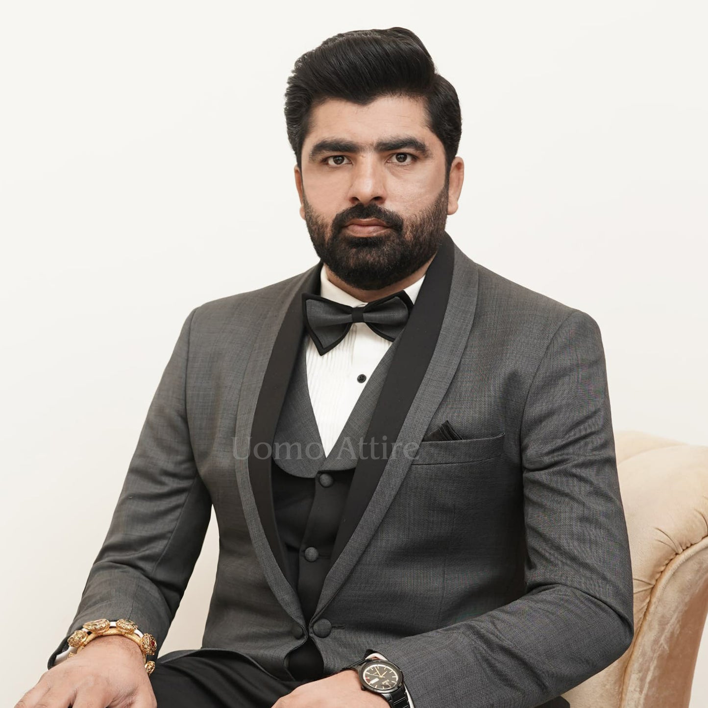 Timeless Elegance Charcoal Grey Shawl Lapel Tuxedo