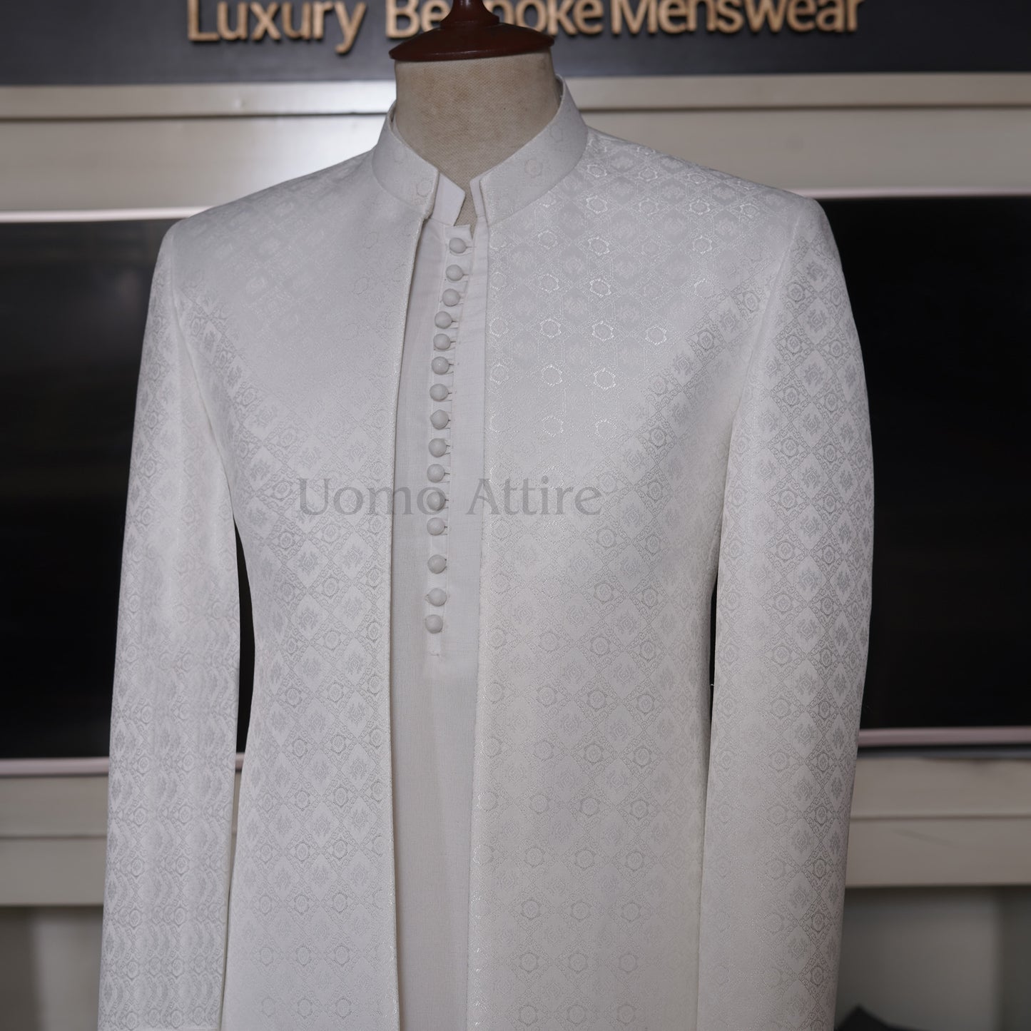Off White Prince Coat for Grooms | Elegant Wedding Wear with Gold Handwork