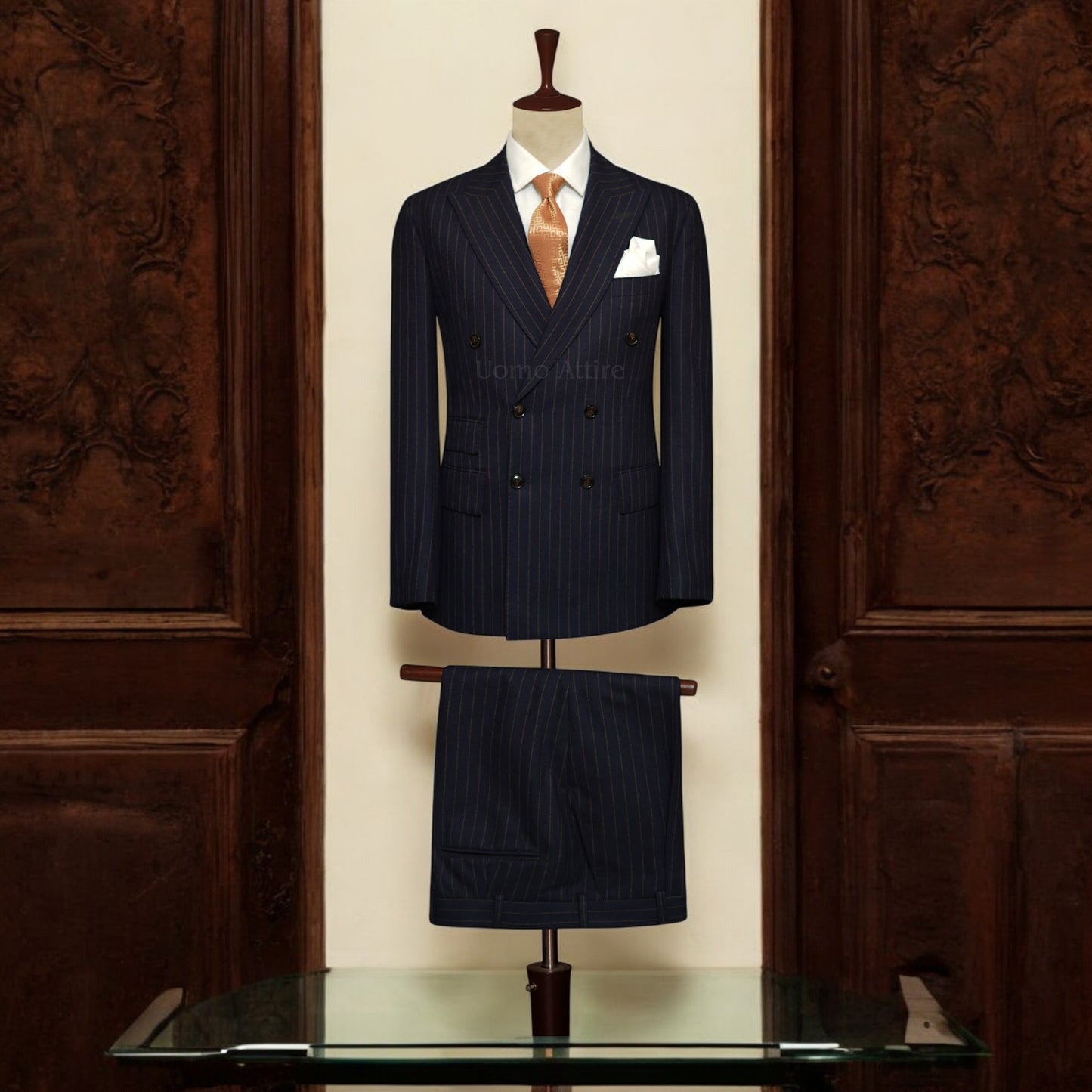 Elevate your look with our blue pinstripe 2 piece suit for men