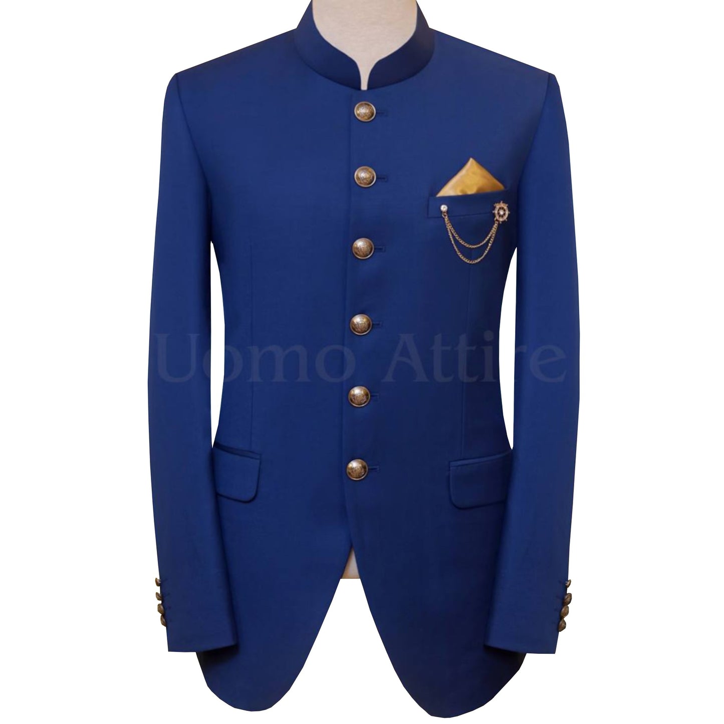 Zink blue prince coat connected with a chain | Blue Prince Coat for Men