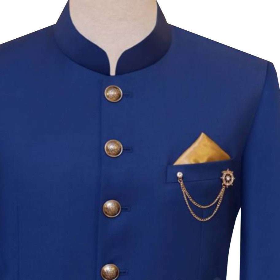 Zink blue prince coat connected with a chain | Blue Prince Coat for Men