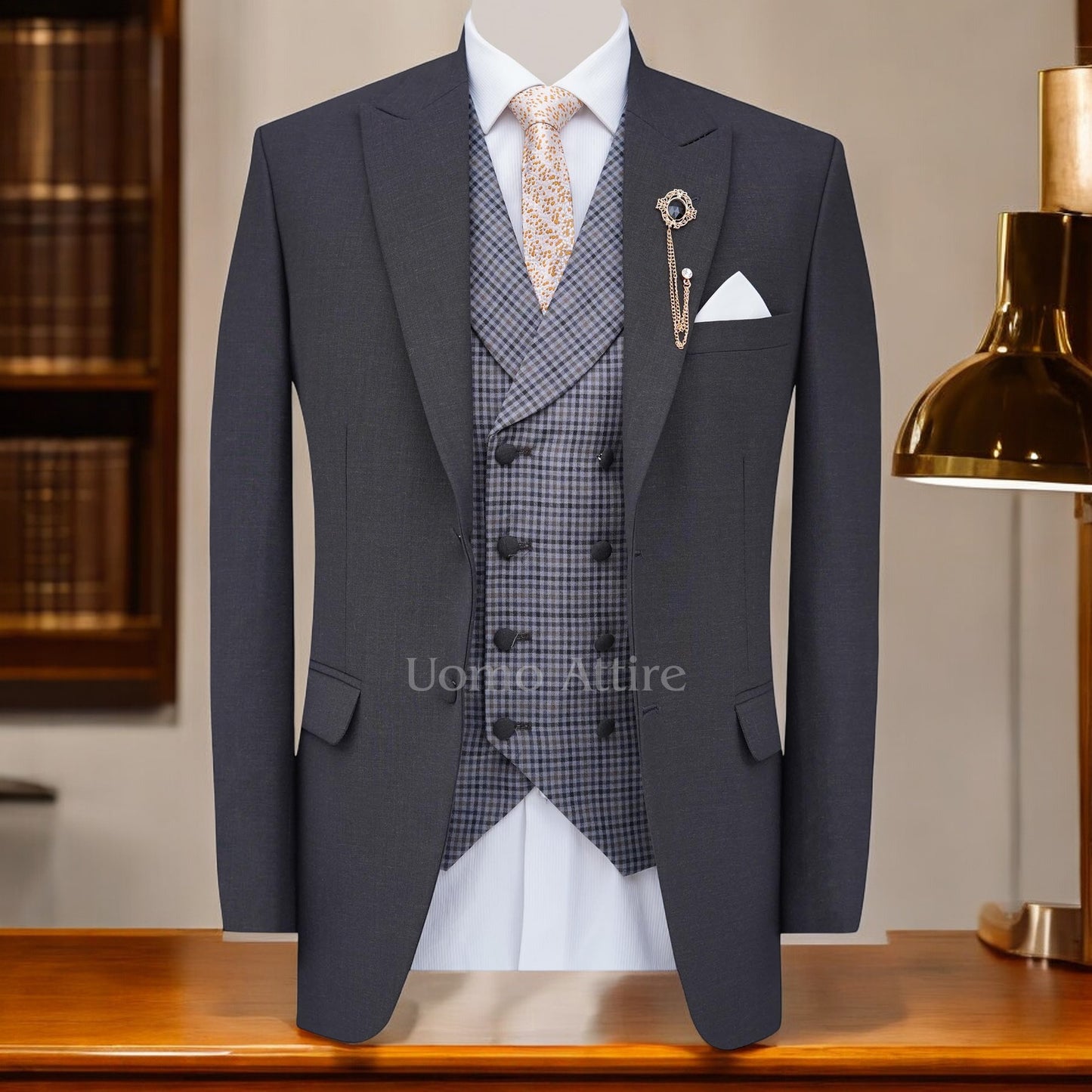 charcoal grey 3 piece suit for men