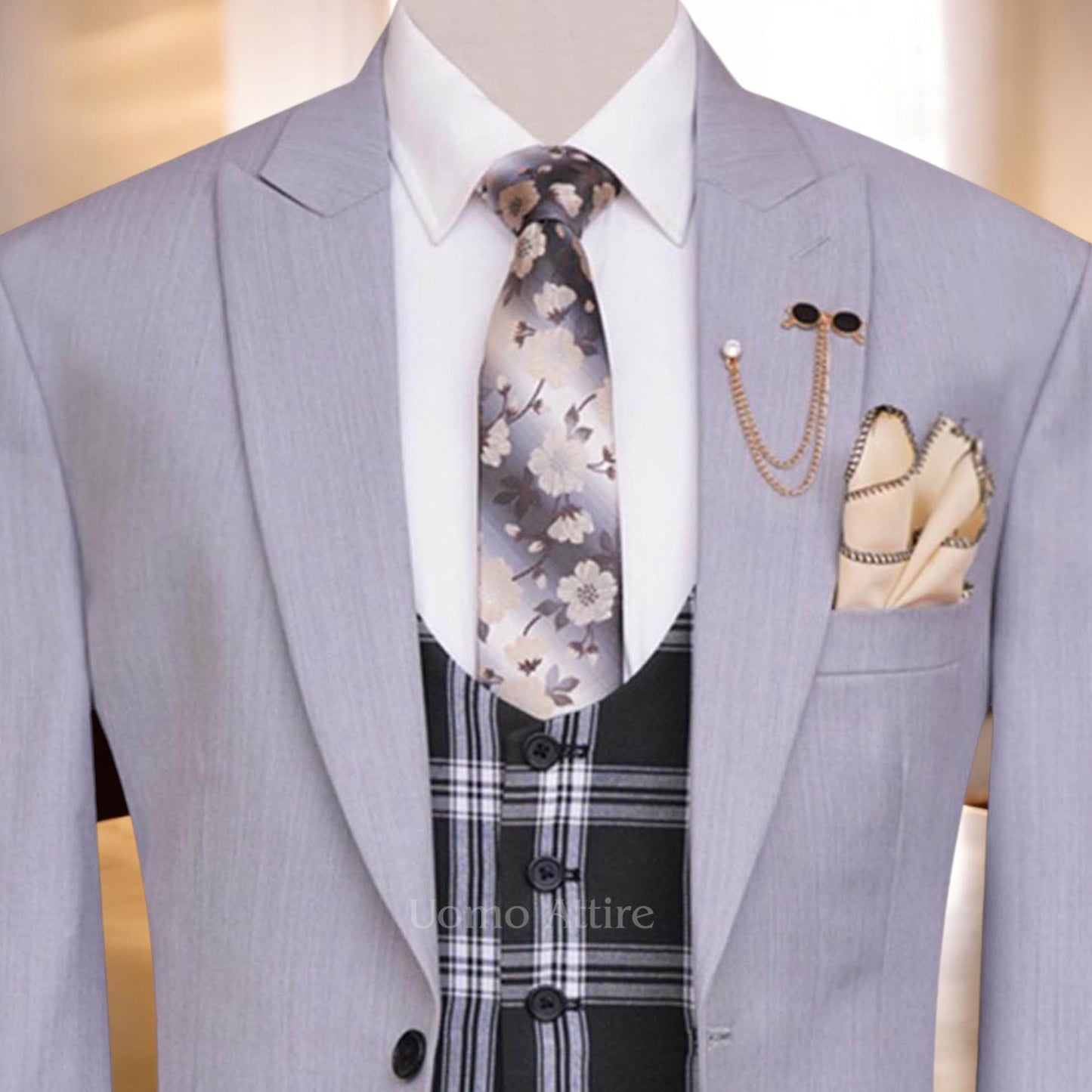light grey 3 piece suit