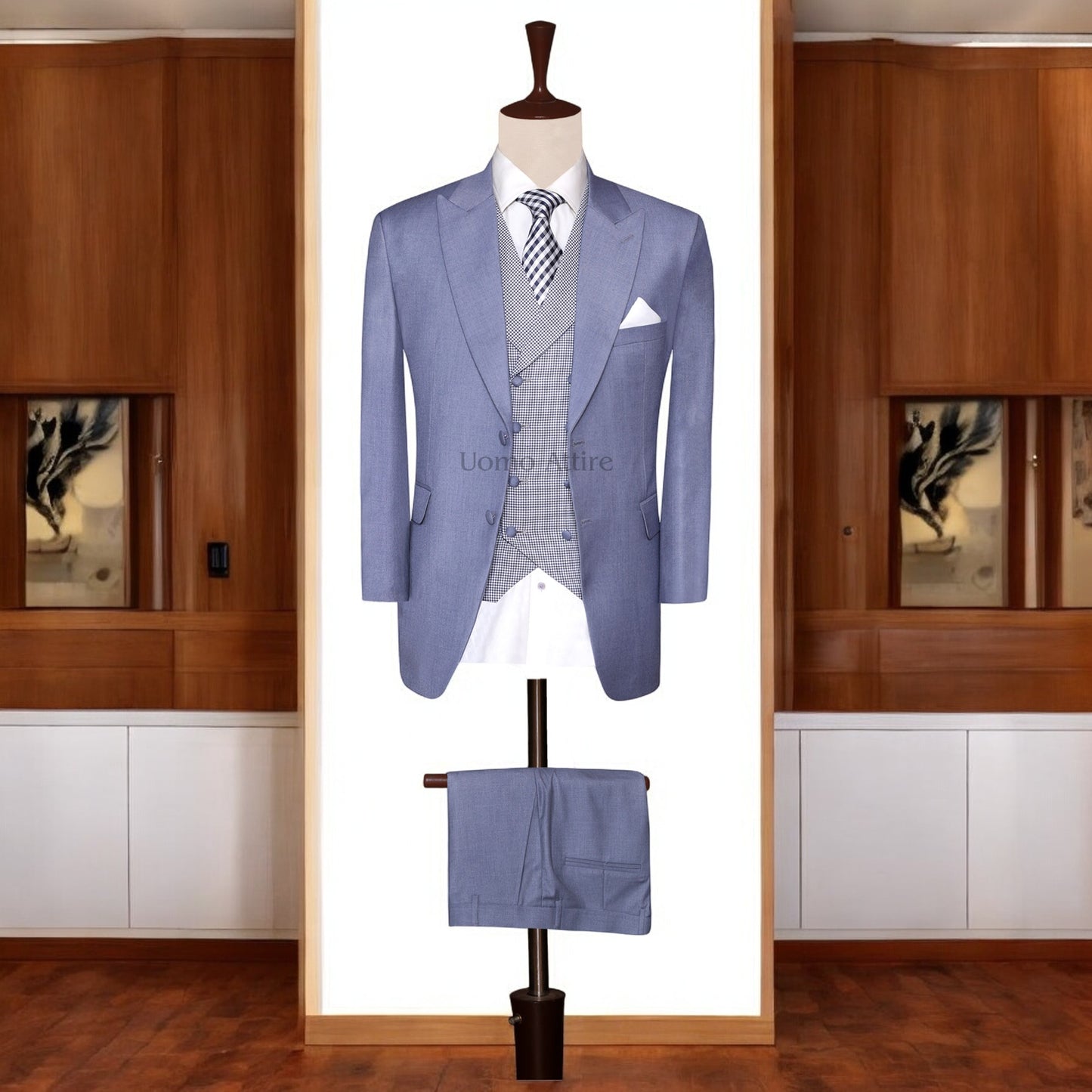 light blue luxury 3 piece suit