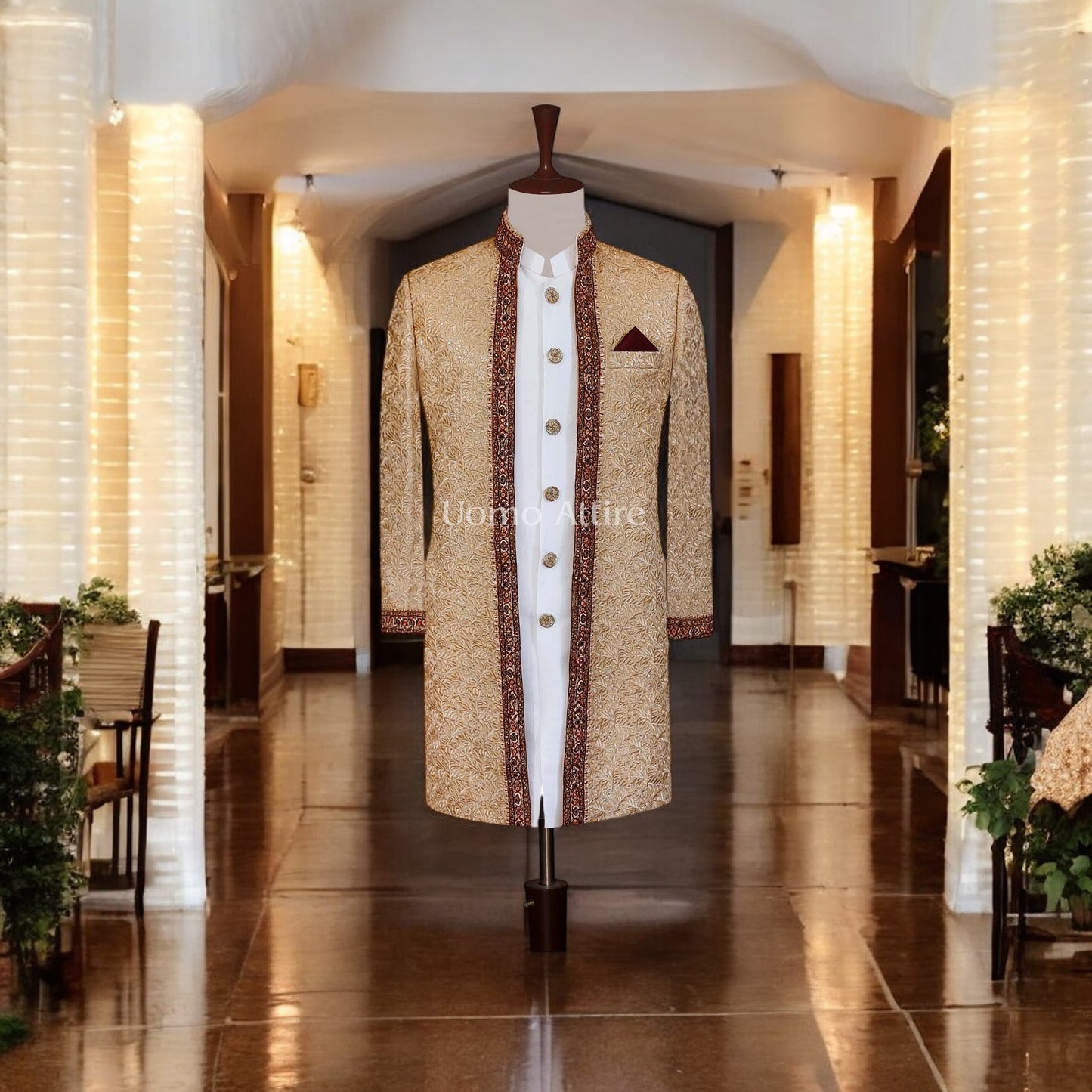 open front sherwani