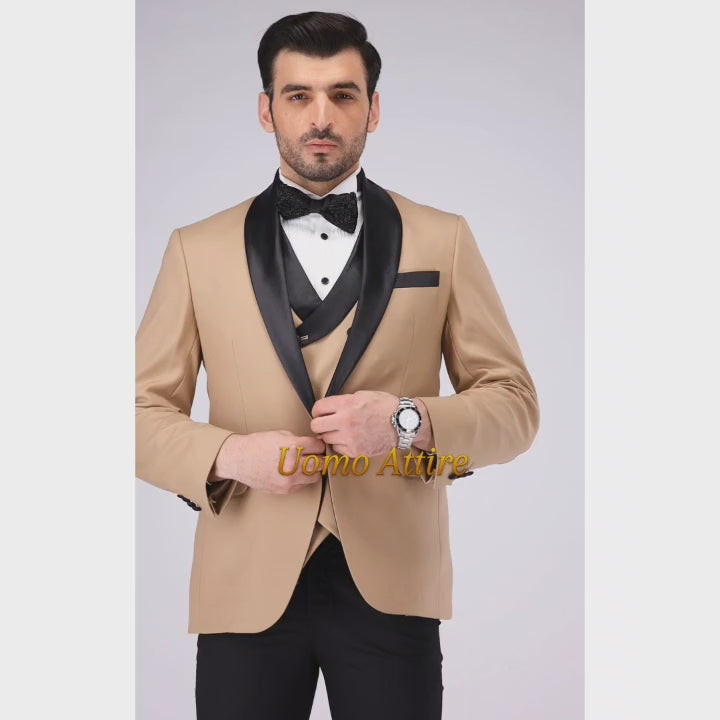 Charger et lire la vidéo dans la visionneuse de la Galerie, Luxury Italian Shawl Collar Tuxedo For Groom