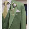 Men's Green 3 Piece Suit with Golden Contrast Tie | 3 Piece Suit