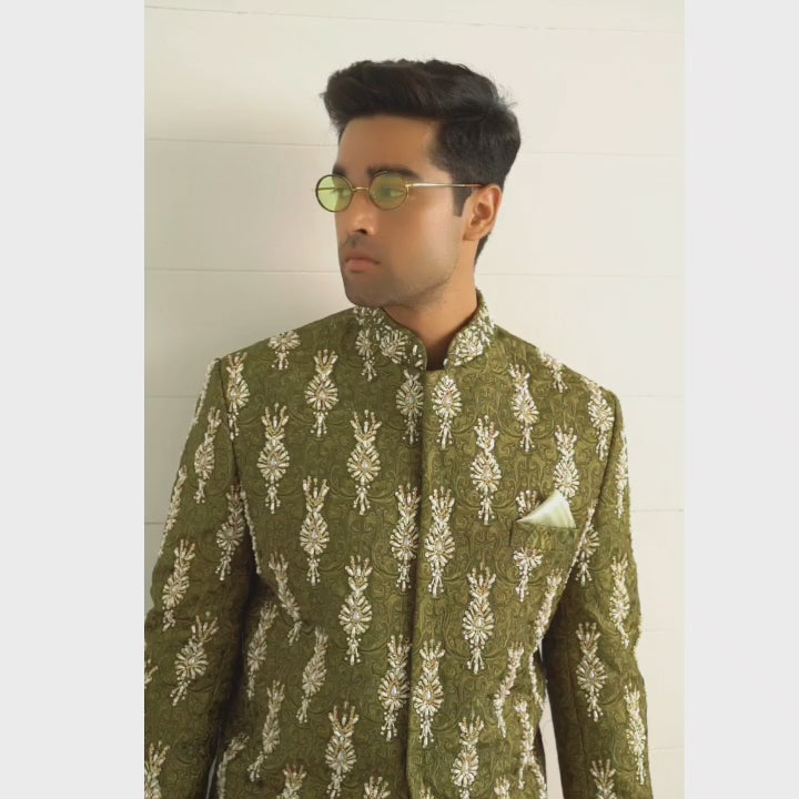 Load and play video in Gallery viewer, Elegant Embellished Prince Coat with Kurta Pajama Set