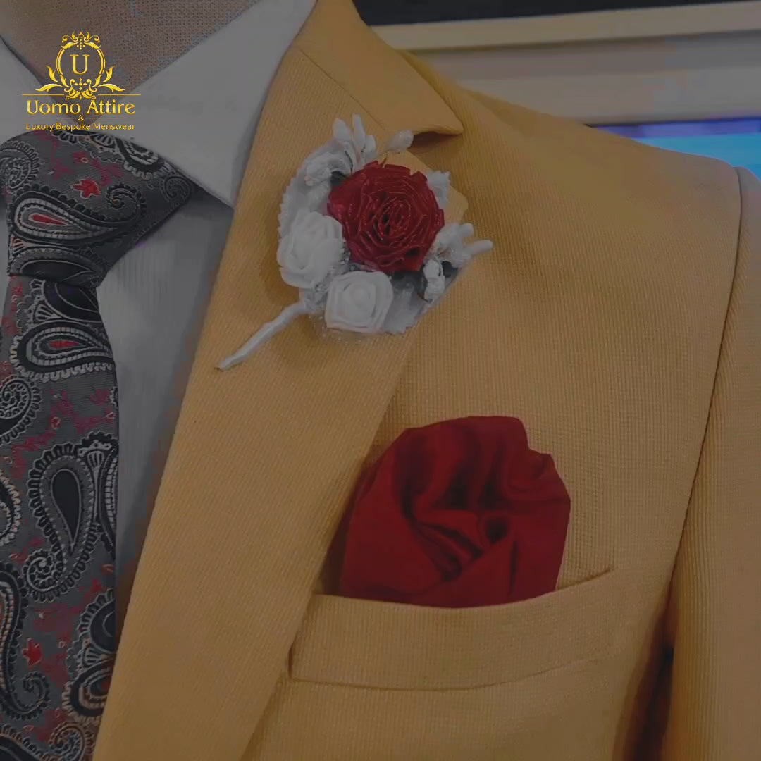 Carica e riproduci video nel visualizzatore Galleria, Mens bespoke golden 2 piece suit | Bespoke Wedding Groom Suit in USA