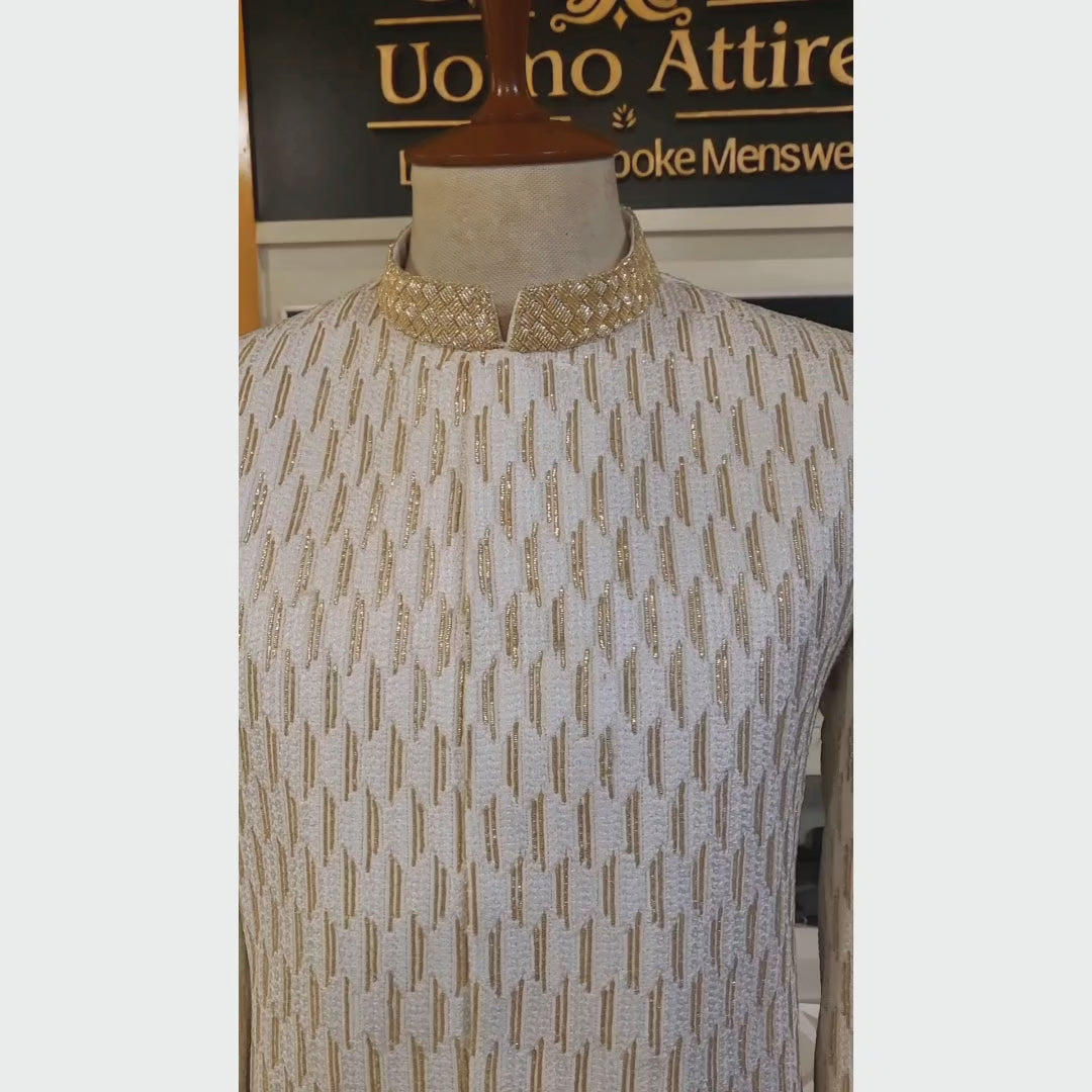 Load and play video in Gallery viewer, Custom-Made Luxury Wedding Sherwani for Groom