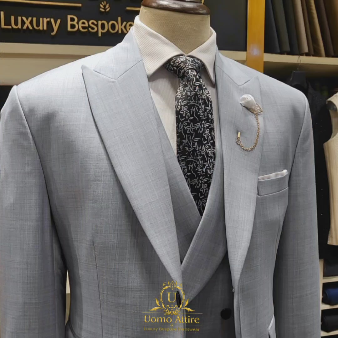 Charger et lire la vidéo dans la visionneuse de la Galerie, Bespoke Light Blue Wedding Suit Style for Men