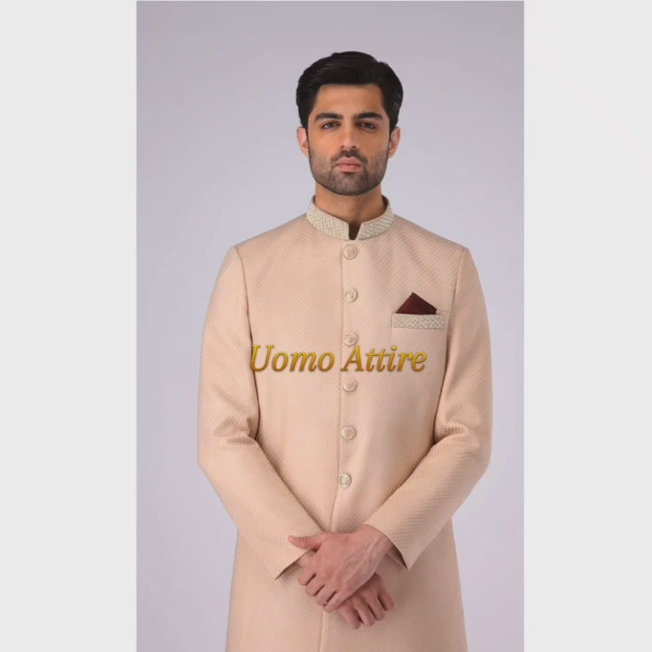 Load and play video in Gallery viewer, Exquisite Embroidered  Sherwani Ensemble for the Modern Groom