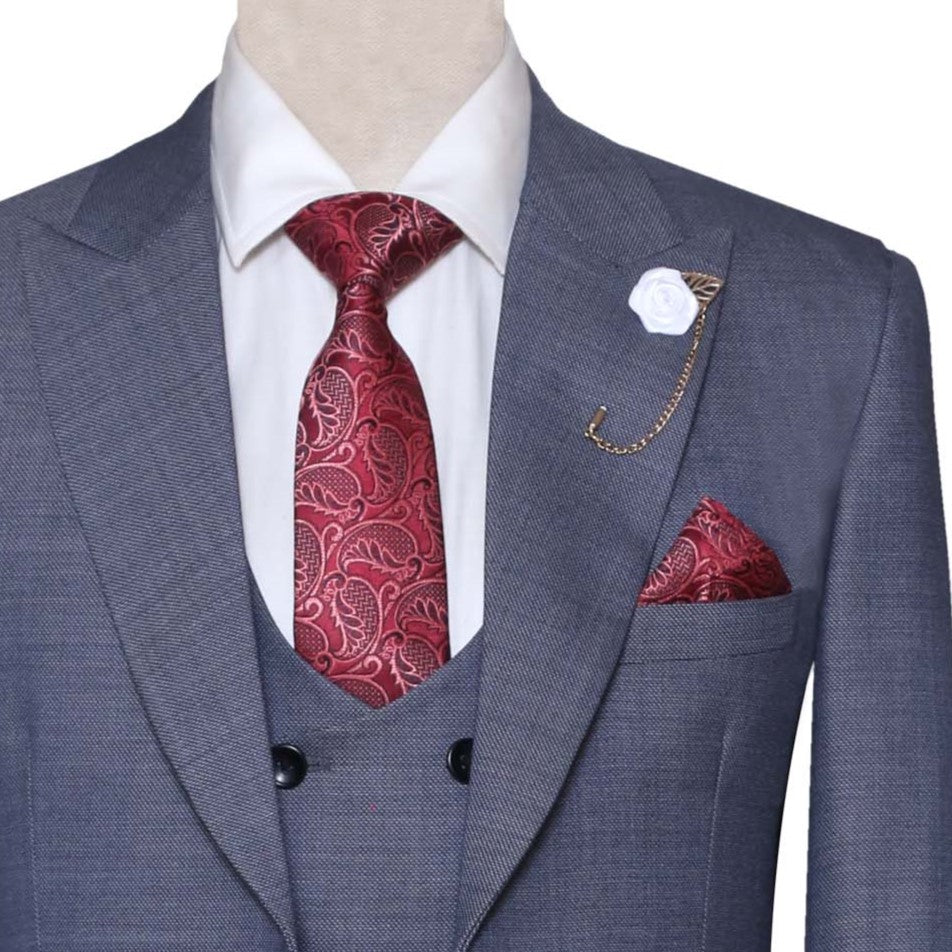 Charger et lire la vidéo dans la visionneuse de la Galerie, Classic Blue Slim Fit 3 Piece Suit for Men - Buy Mens Suit Online in USA