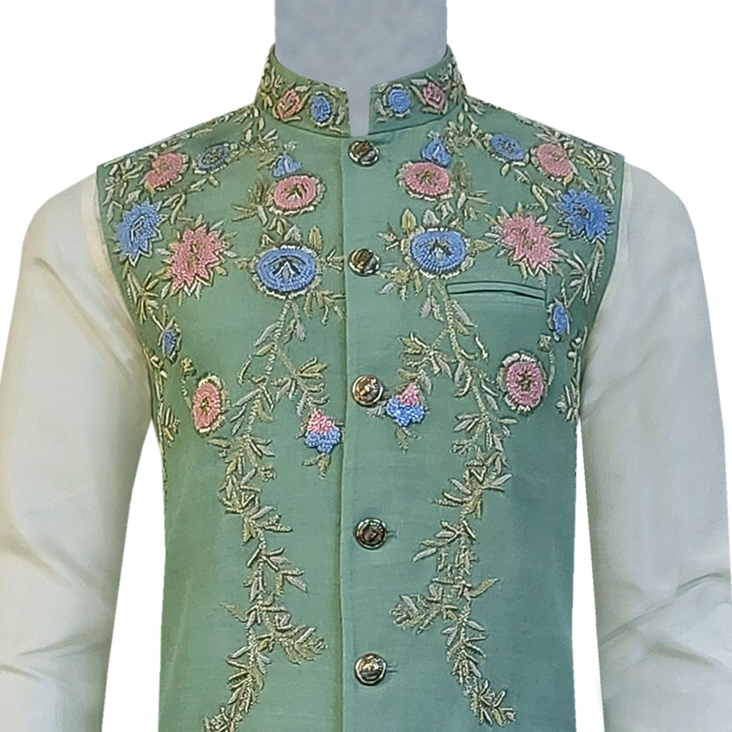 Load and play video in Gallery viewer, Hand Embellished Mehndi Waistcoat for Groom - Buy Online in USA