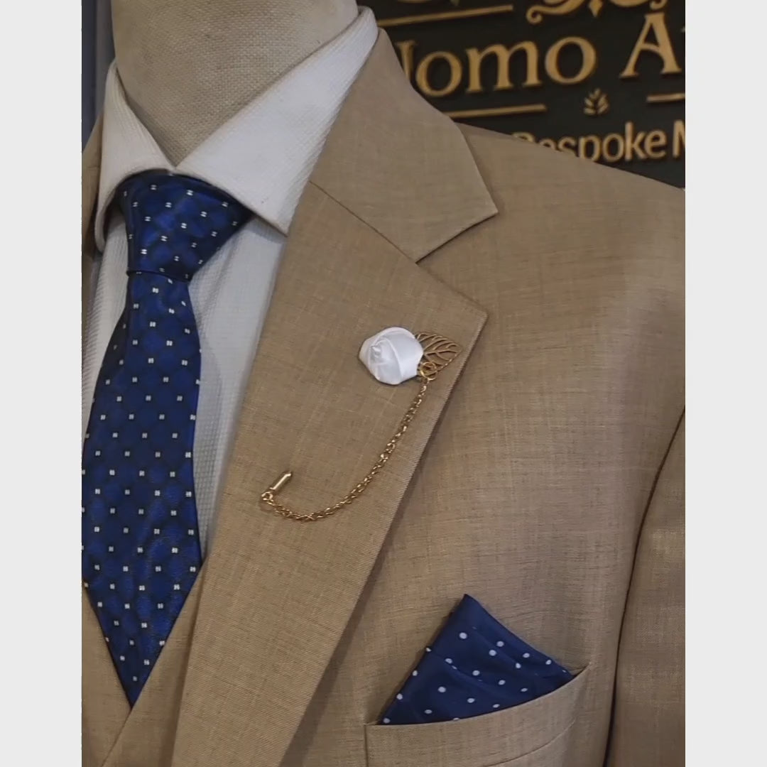 Charger et lire la vidéo dans la visionneuse de la Galerie, Costume 3 pièces personnalisé revers cranté