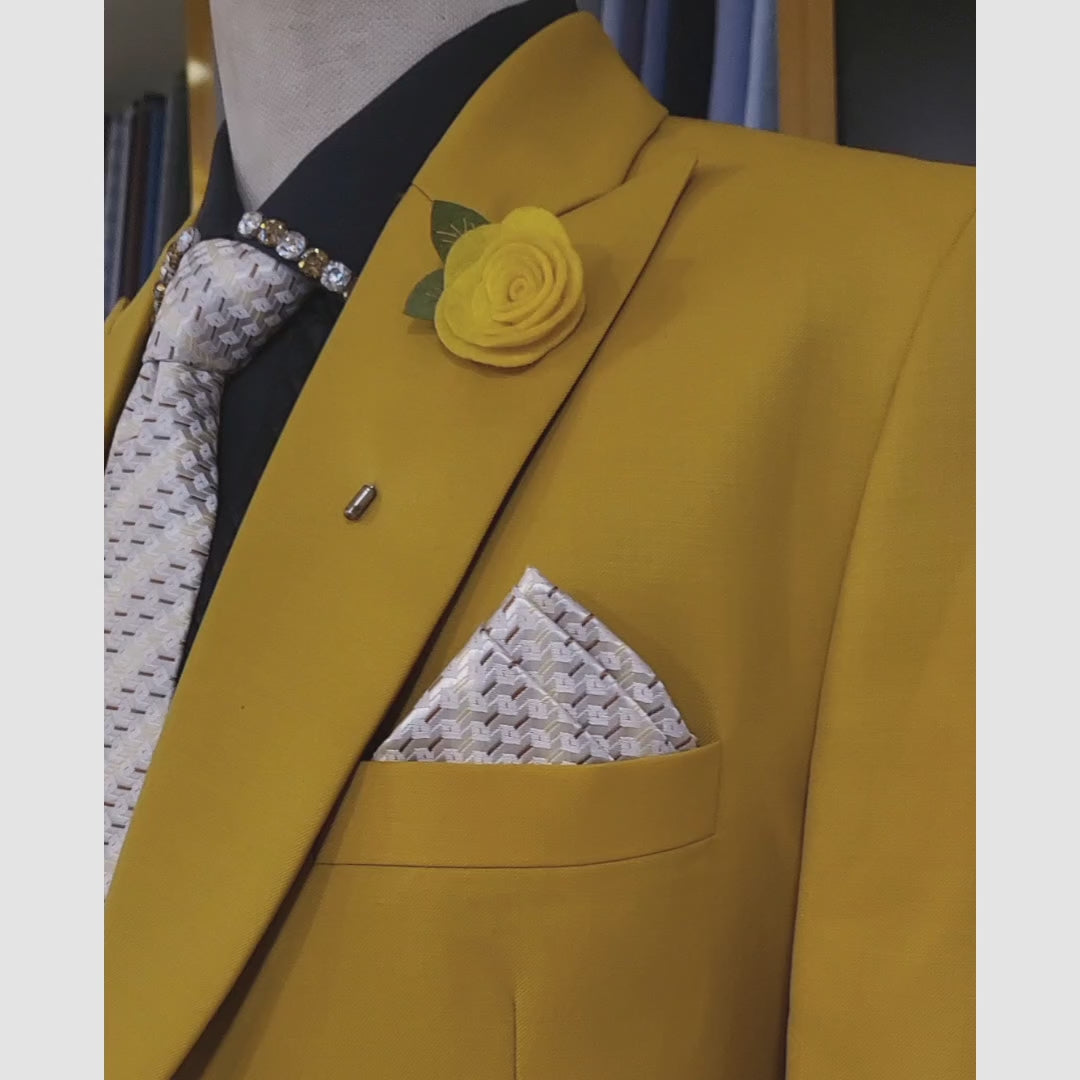 Load and play video in Gallery viewer, Custom-Made Italian Yellow Two-Piece Suit