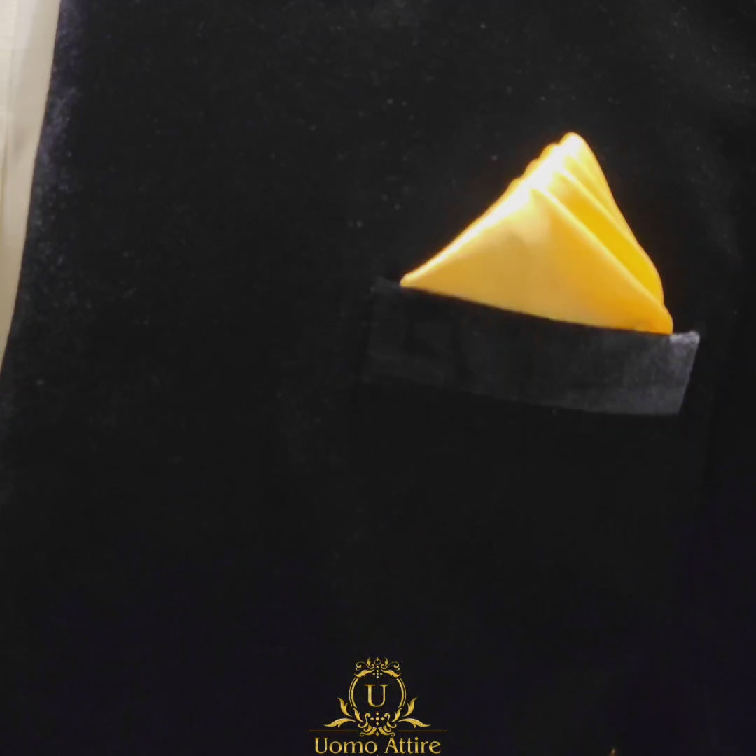 Charger et lire la vidéo dans la visionneuse de la Galerie, Eagle Embellished Nehru Cut Style Black Velvet Luxury Prince Coat