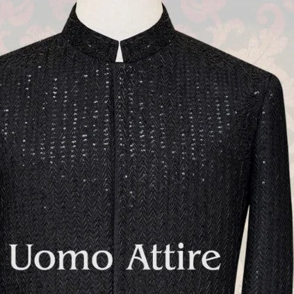 Load and play video in Gallery viewer, Black sherwani for groom wedding | Black Sherwani