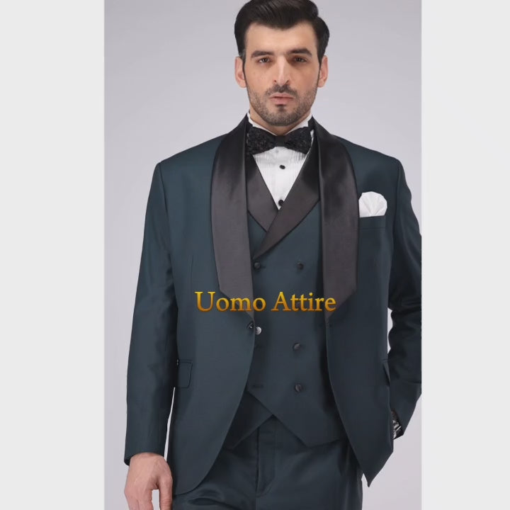 Charger et lire la vidéo dans la visionneuse de la Galerie, Luxury Italian Slim-Fit Tuxedo Suit For Mens