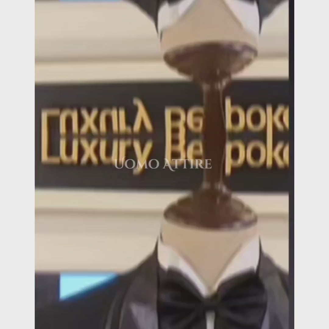Carica e riproduci video nel visualizzatore Galleria, Men's Black Wedding Tuxedo Suit Style For Groom