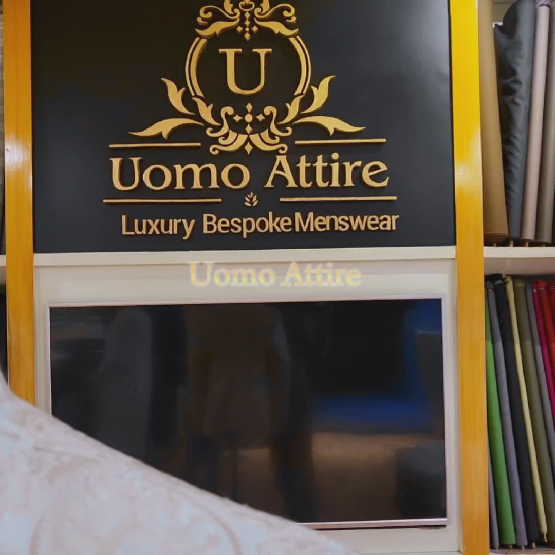 Load and play video in Gallery viewer, Off White Fully Micro Embroidered Prince Coat