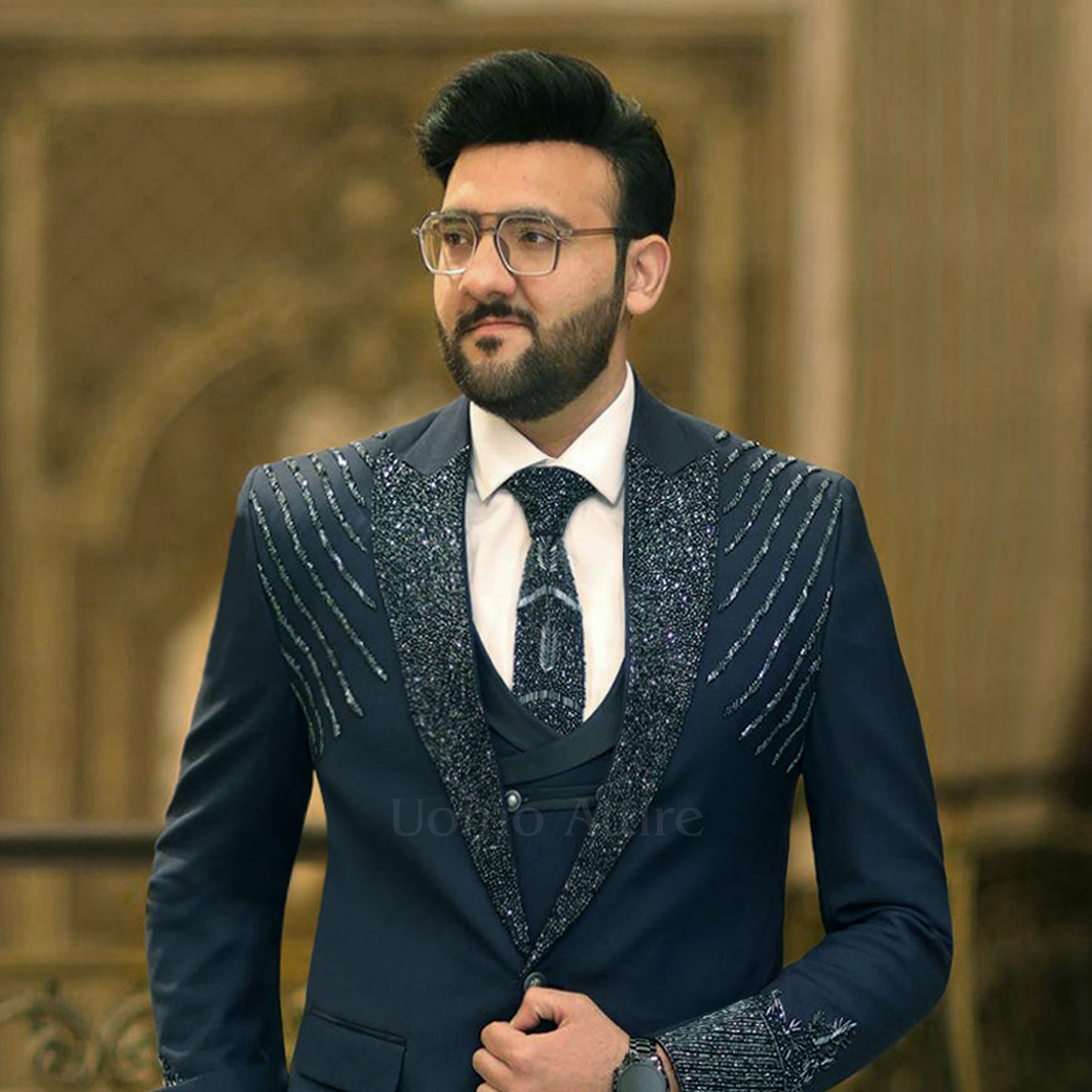 Luxury Custom Made Embellished Tuxedo Suit For Groom