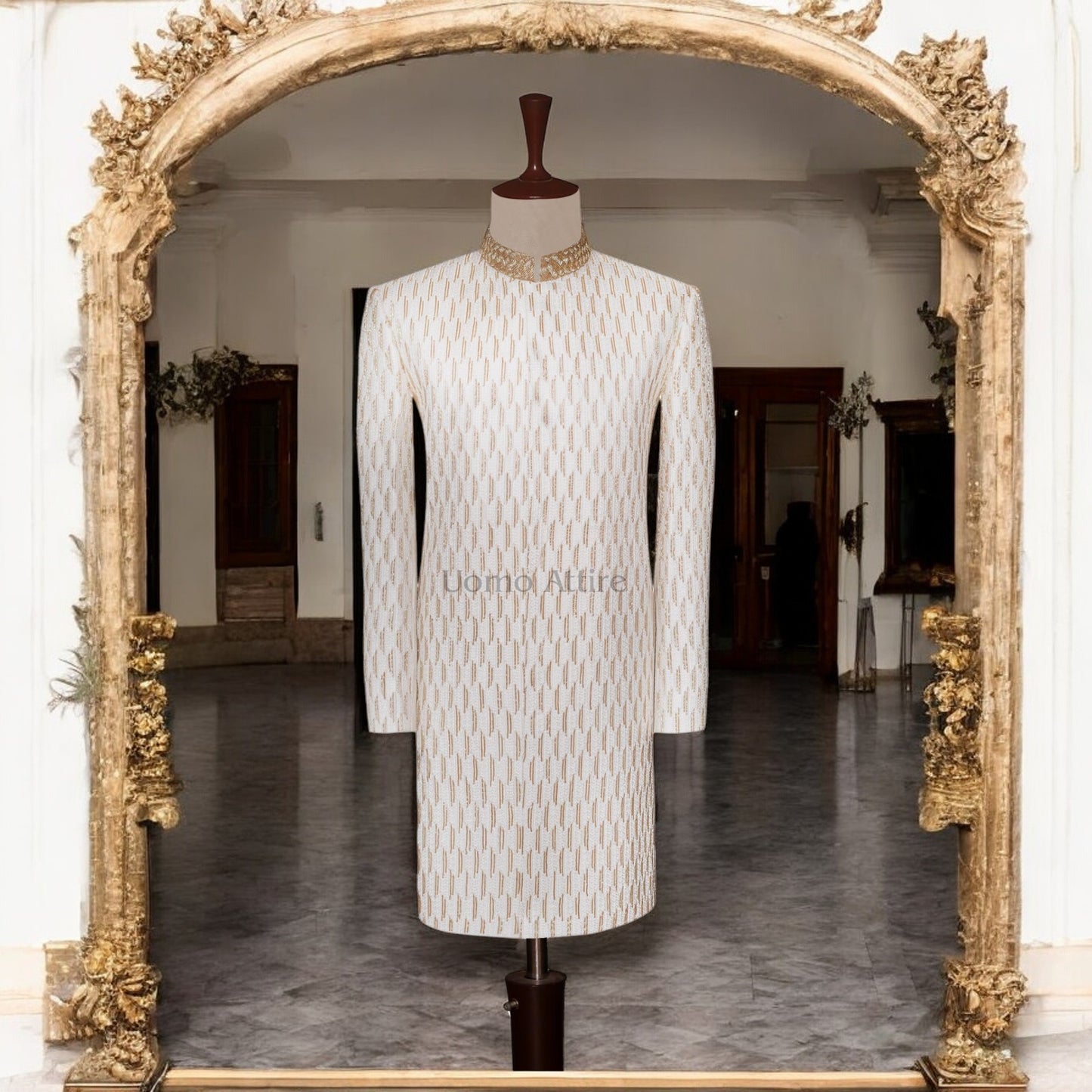 white luxury sherwani for groom