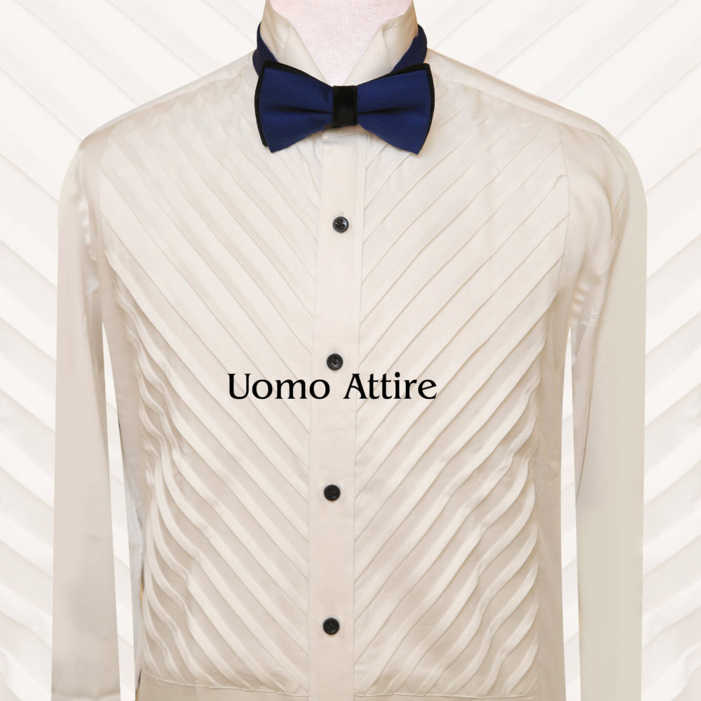 Finch of cream customized slim fit Tuxedo Shirt