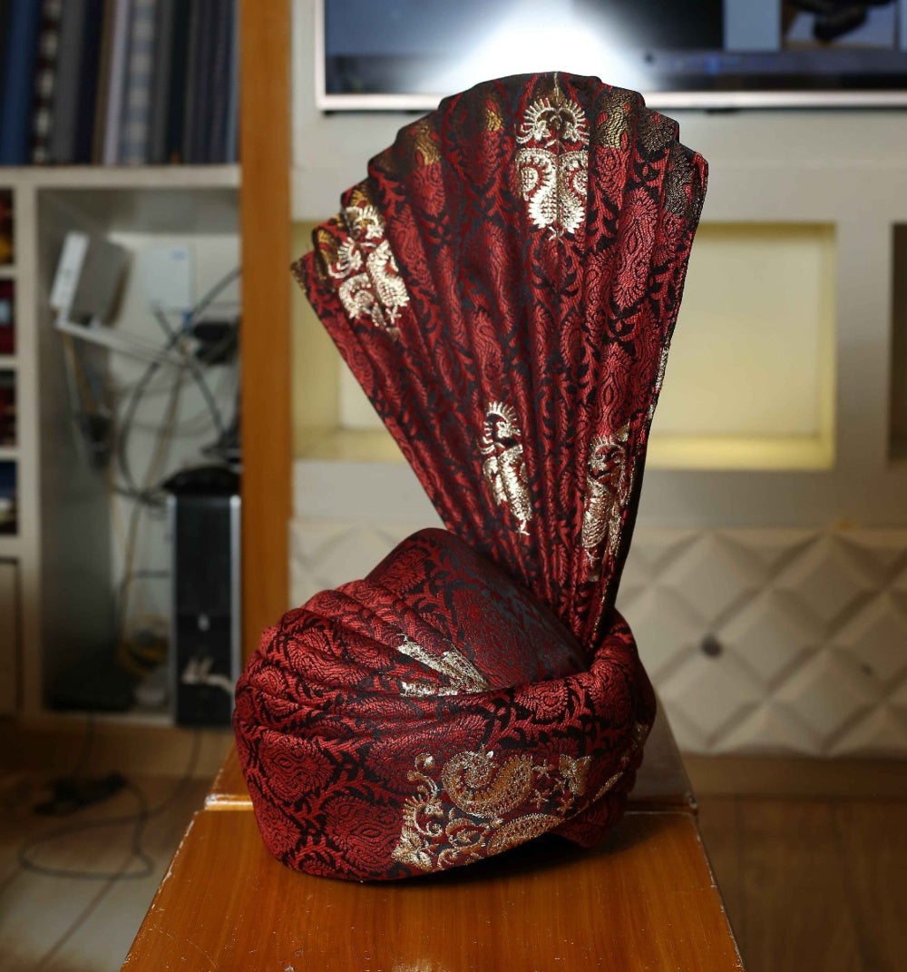 Red and Silver Aitchison Kulla For Groom