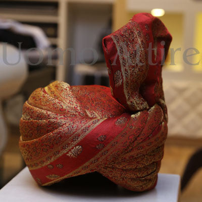Self designed red rajasthani pagdri