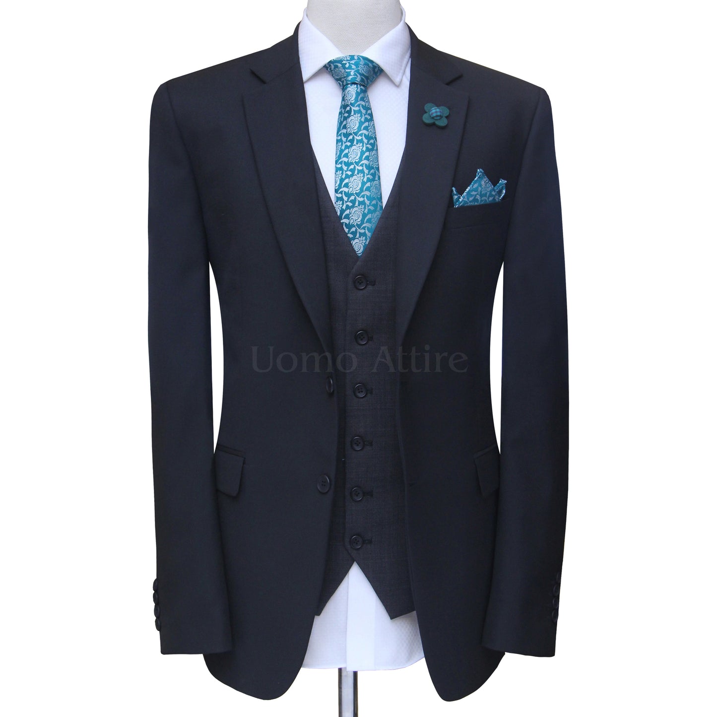 Black 3-piece suit | Marino fabric | Tropical 3-Piece Suit