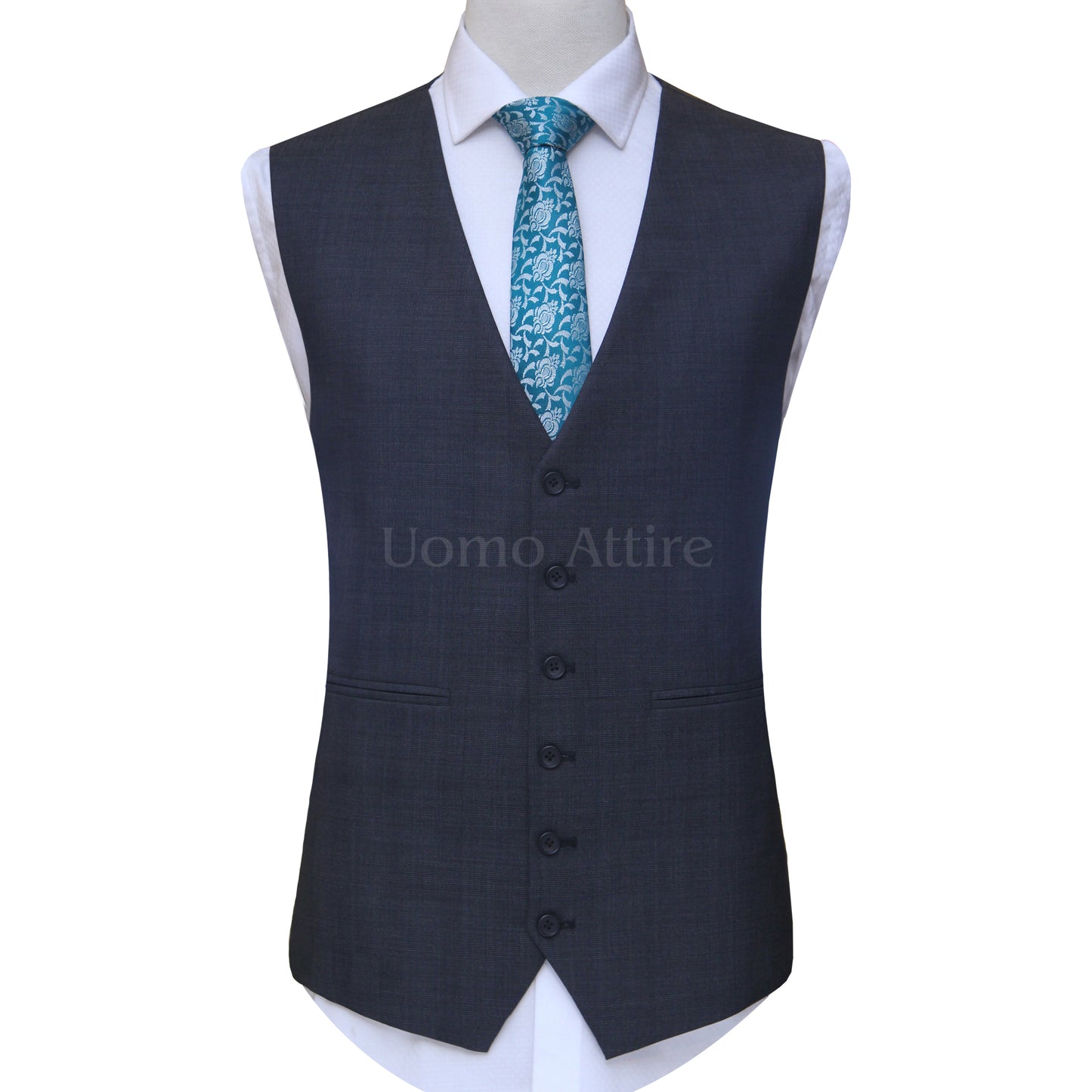 Black 3-piece suit vest| Marino fabric | Tropical 3-Piece Suit