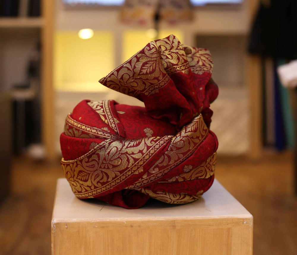 Red and Golden Rajasthani Pagdri