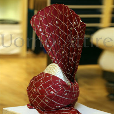 Red and Silver Combination Aitchison Kulla For Wedding
