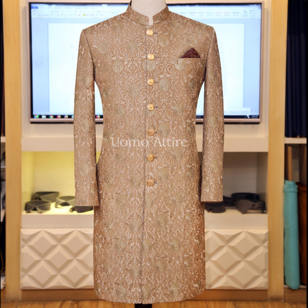 Embriodered fabric perfect fitted sherwani full package