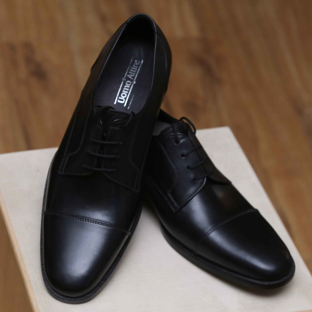 Leather black formal shoes for men