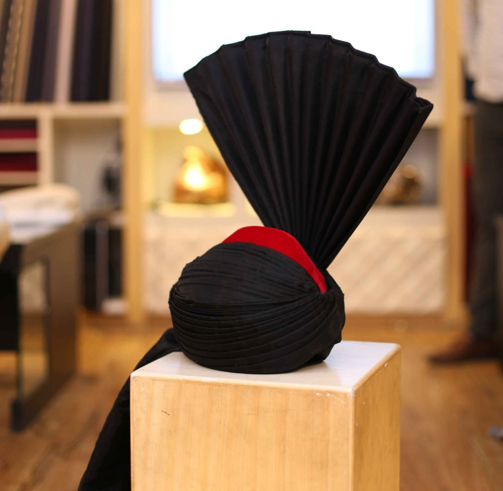 Black Aitchison Turban For Groom