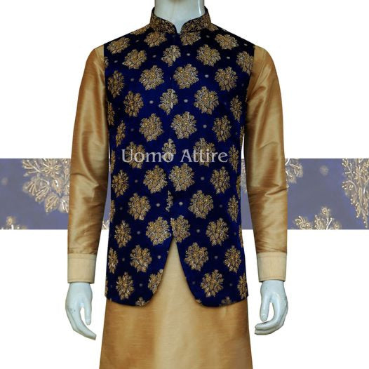 
                  
                    Luxury waistcoat with golden micro embellishment | Waistcoat for Groom | Waistcoat with Kurta Pajama
                  
                