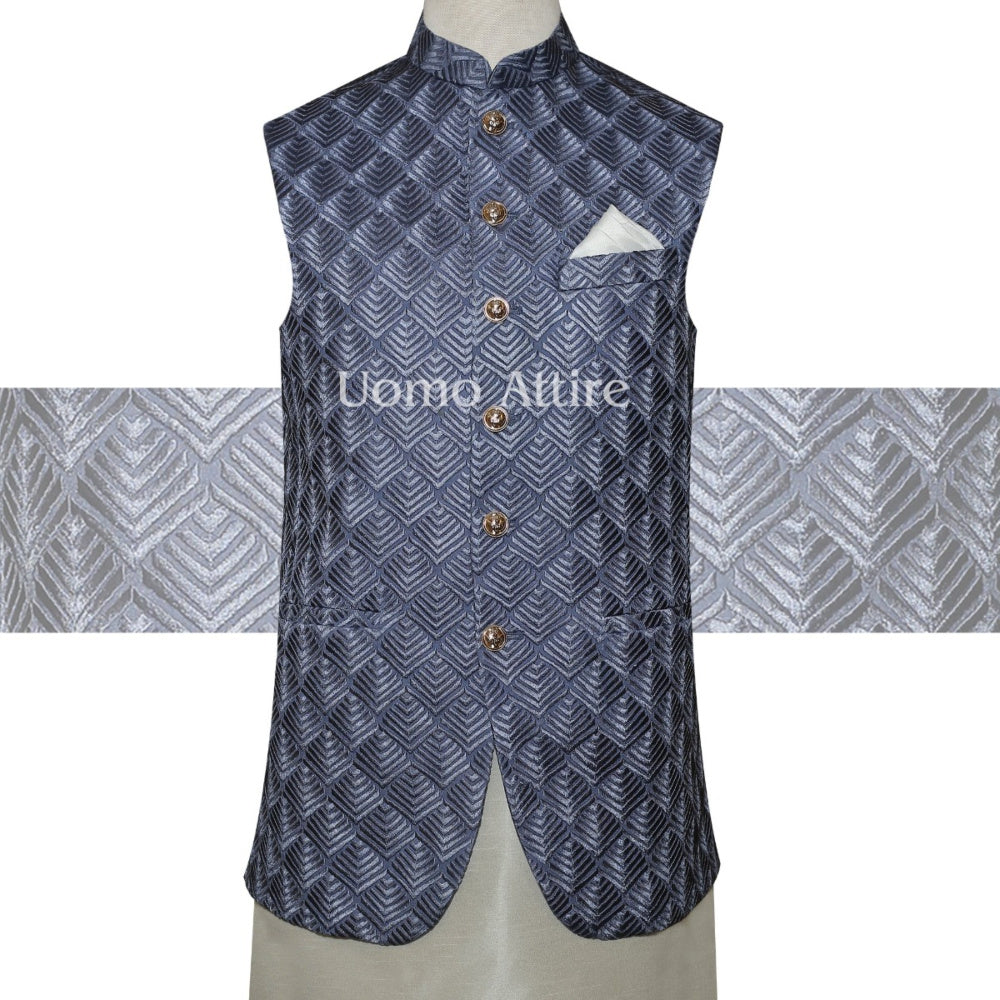 Grey embroidered fabric for attractive