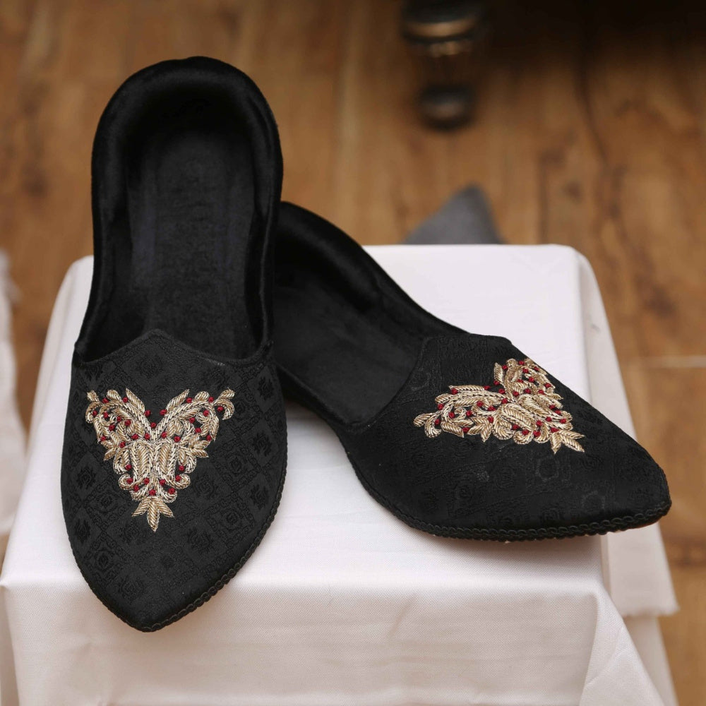 Black Embroidered Shoes For Waistcoat