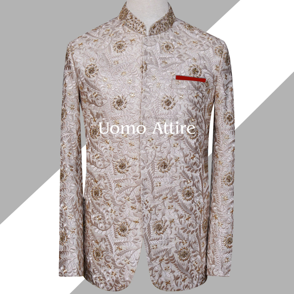 Perfect fitted embellished prince coat for men