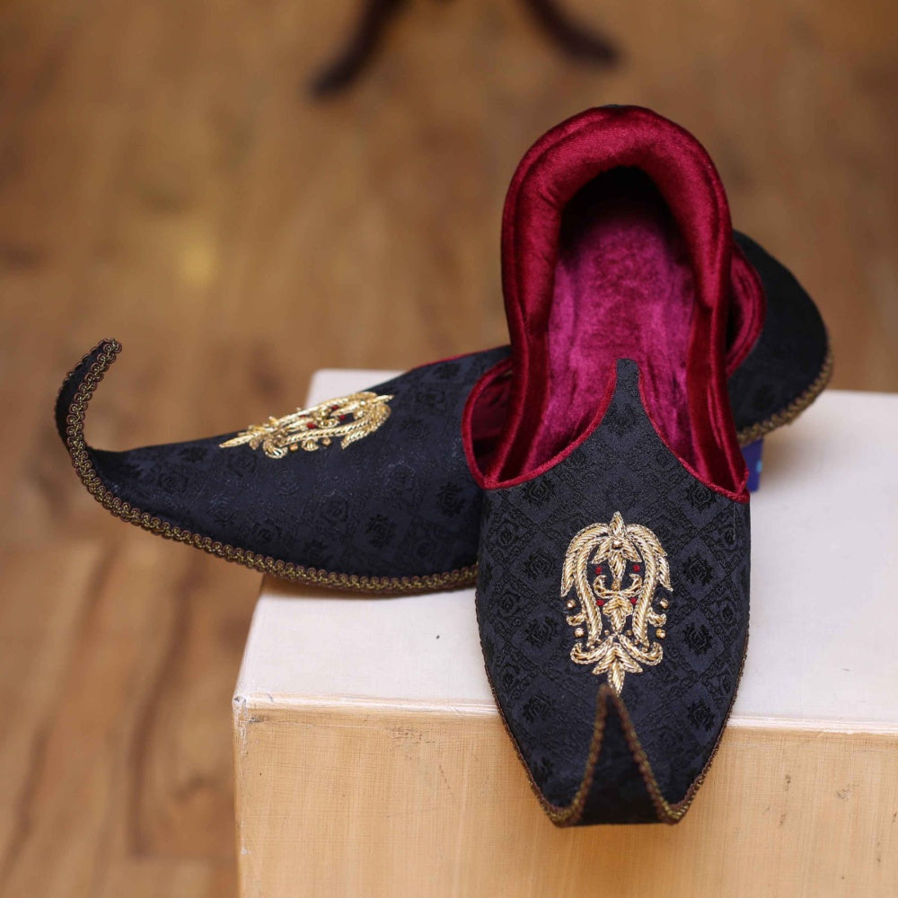 Black Embroidered Shoes For Sherwani
