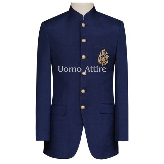 Navy blue customized prince suit with embellishments