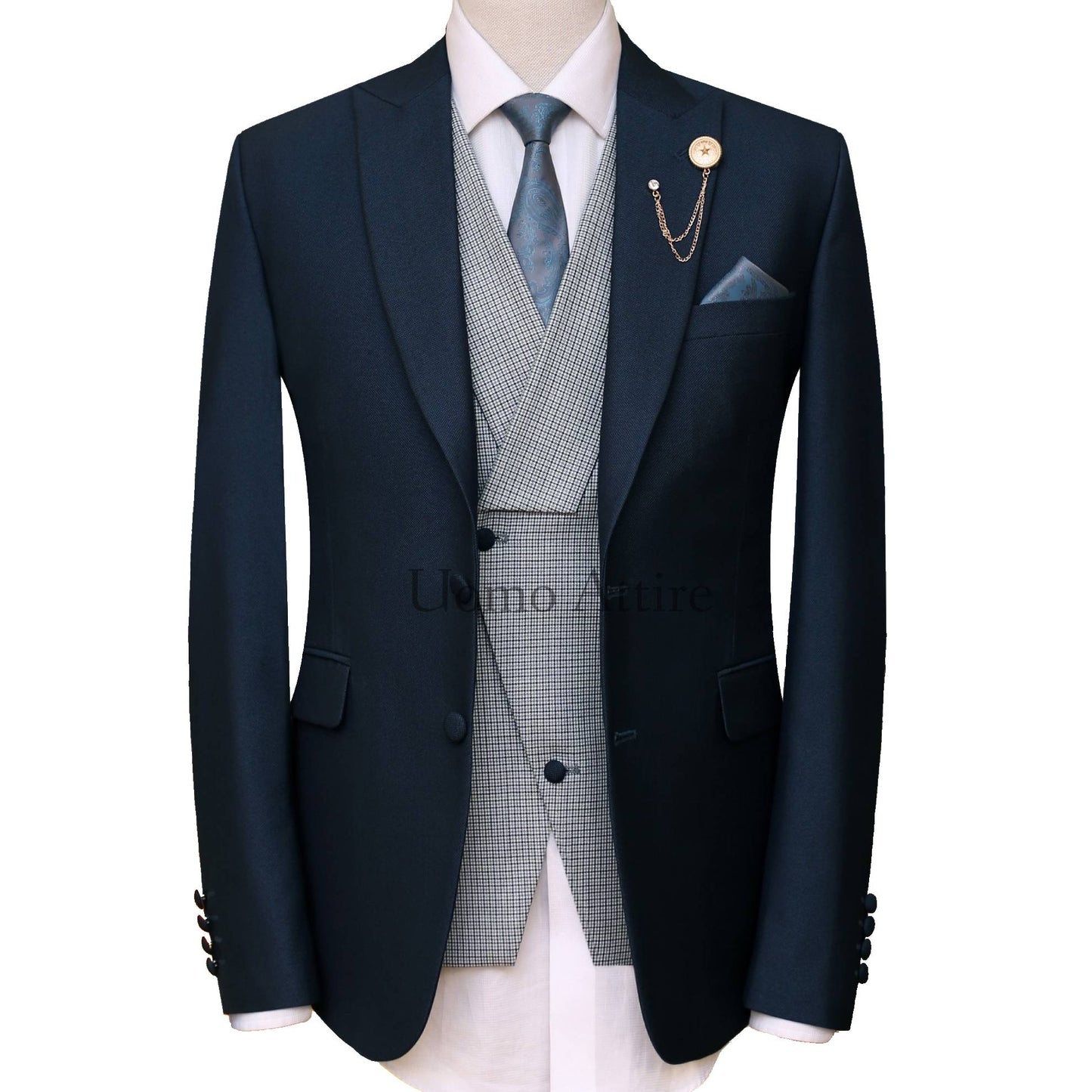 Azzimato deep green customized three piece suit