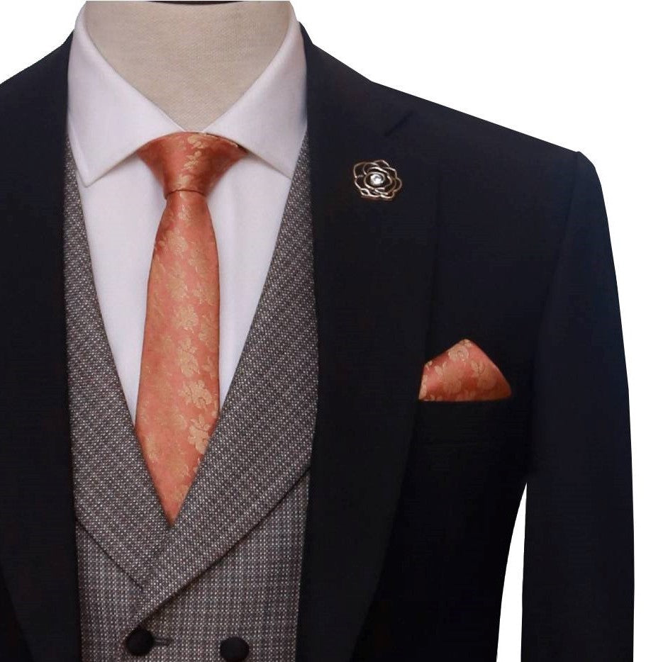 Black contrast Italian tropical customized 3 piece suit