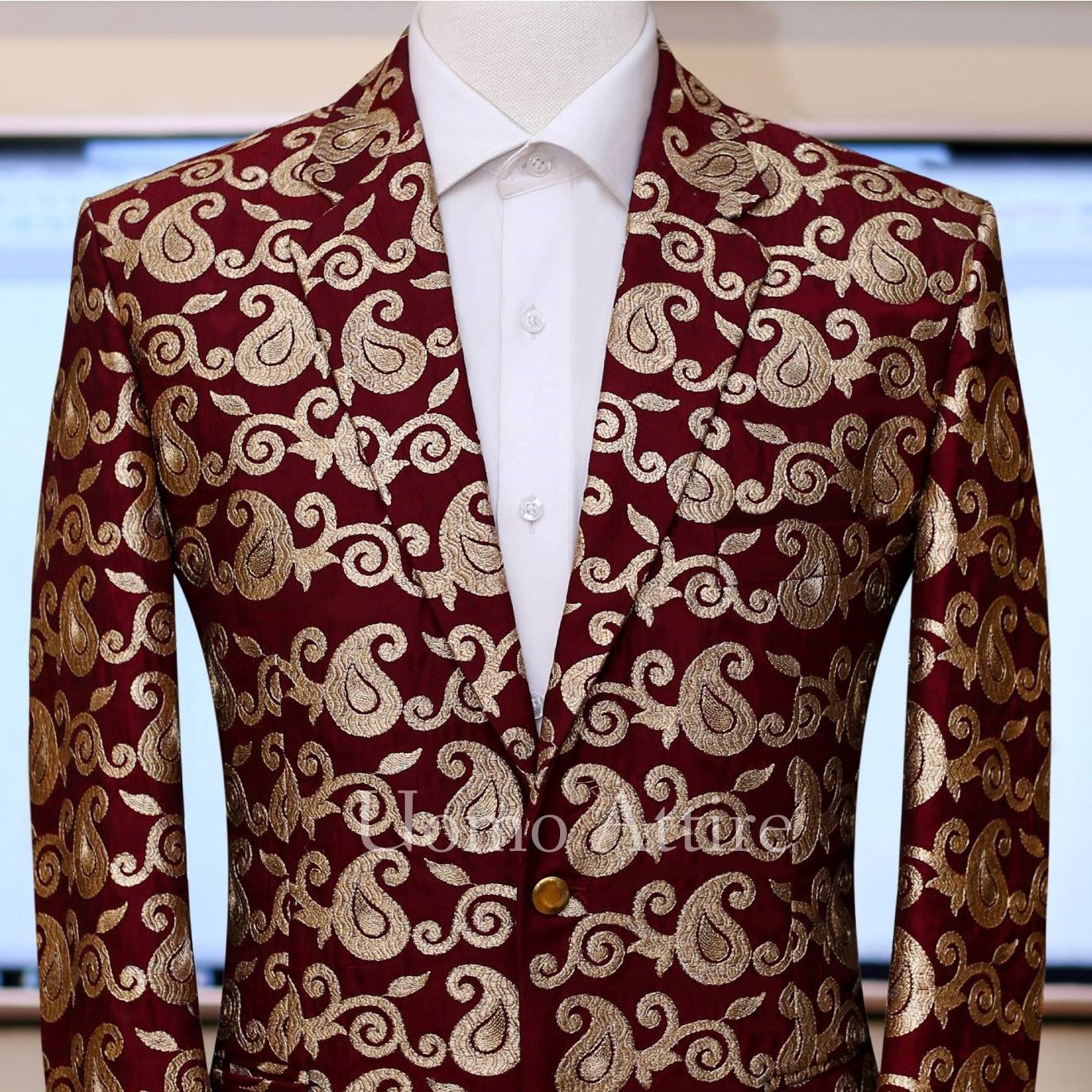 Colorful double button wedding 2 piece suit with notch lapel